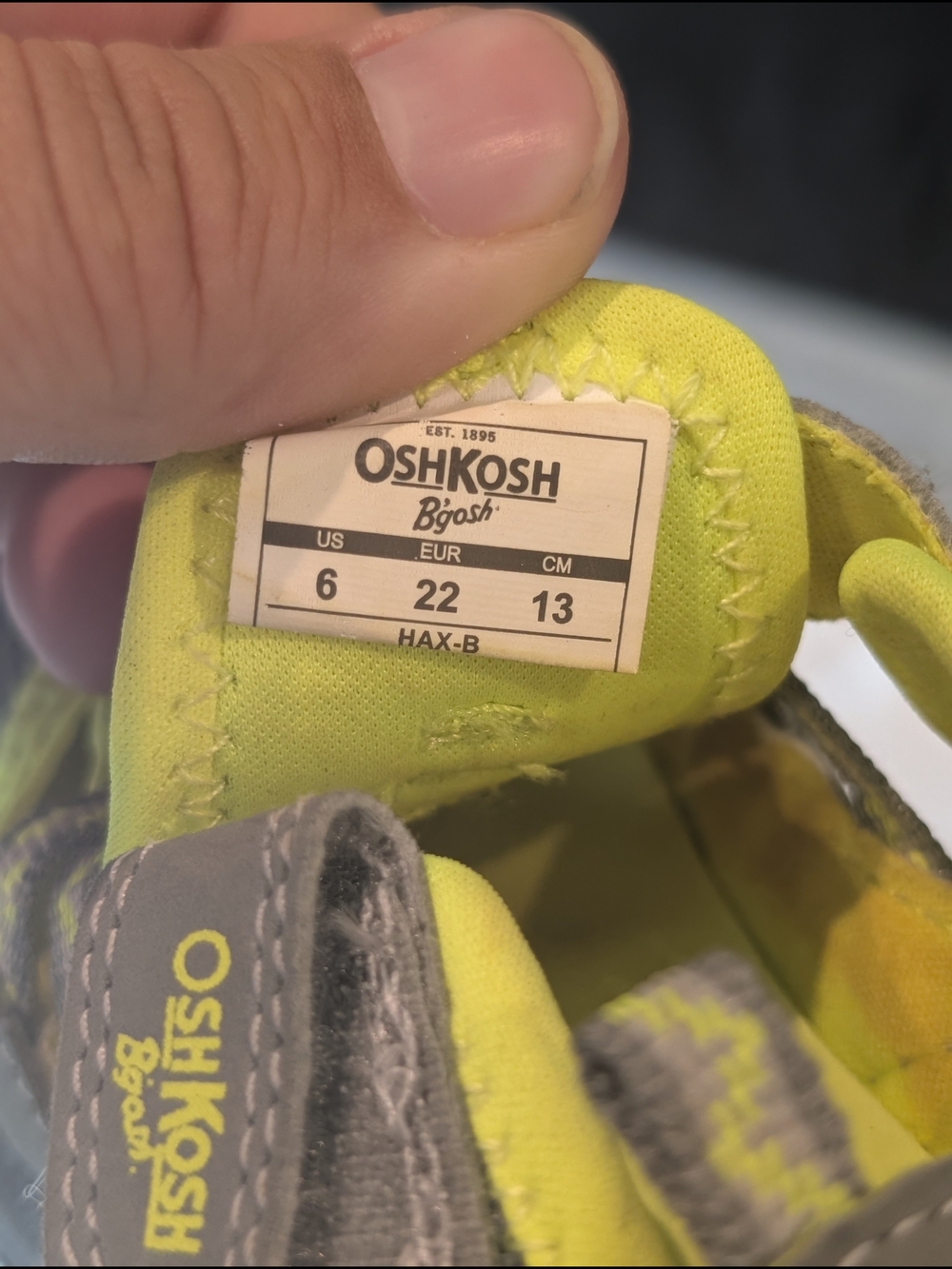 OshKosh B'gosh Gray and Neon Yellow Kids Sport Sandals - Picture 5 of 5